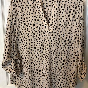 Beige and Black leopard print Blouse